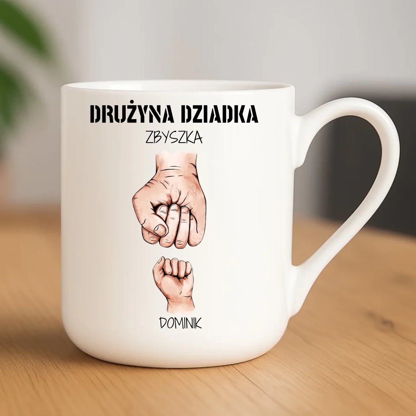 Kubek elegant dla dziadka - Drużyna dziadka 1-6 imion wnuków - personalizowany D07 - StoryCups.pl