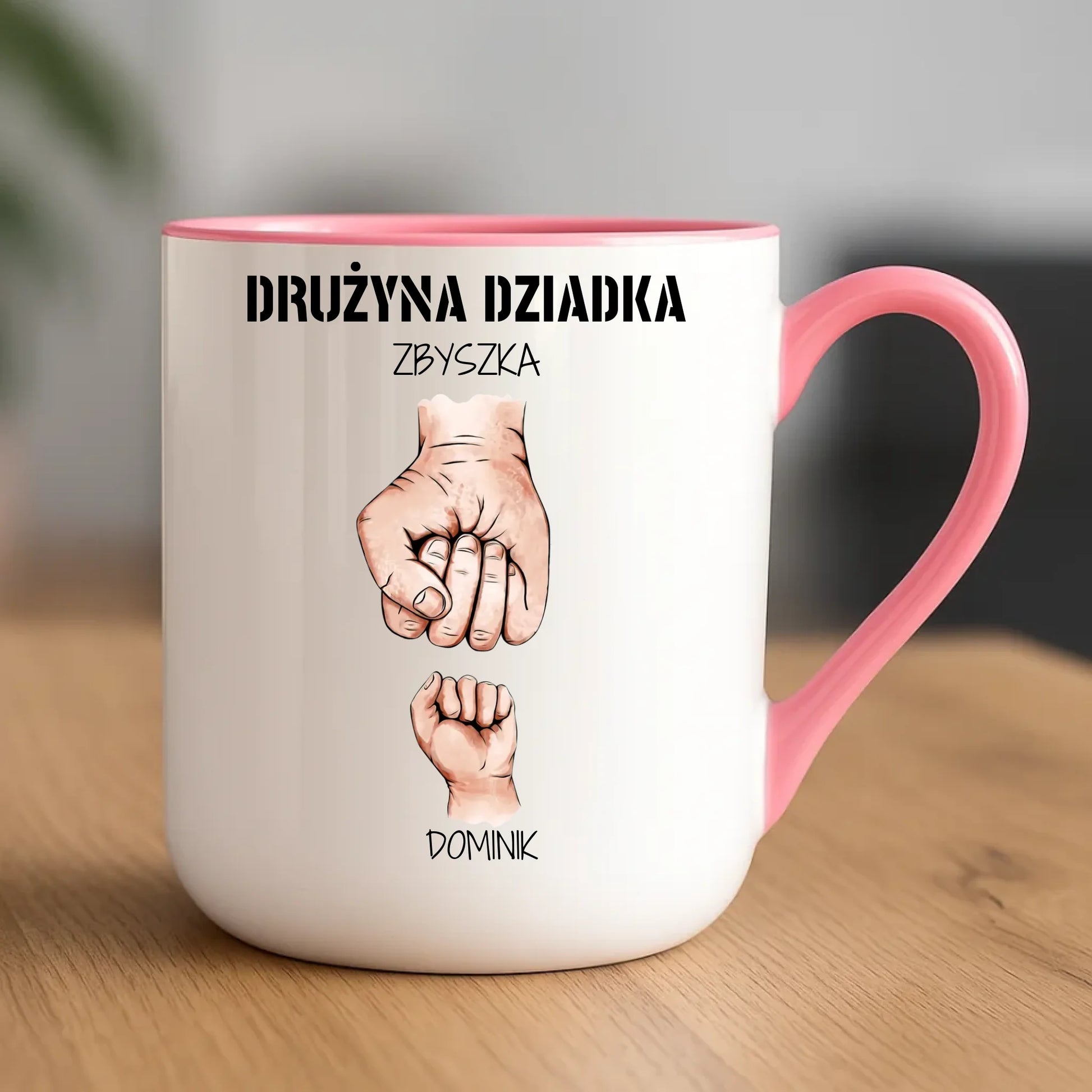 Kubek elegant dla dziadka - Drużyna dziadka 1-6 imion wnuków - personalizowany D07 - StoryCups.pl