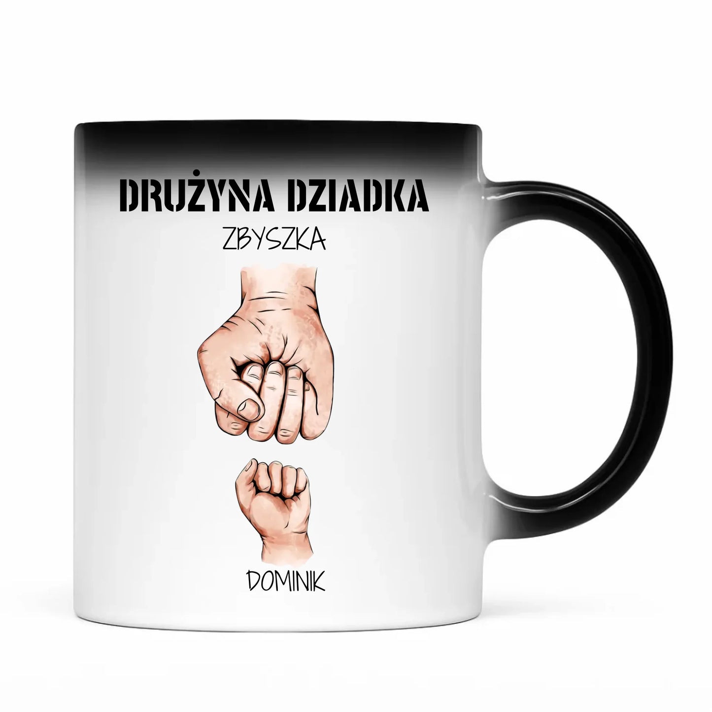 Kubek magiczny dla dziadka - Drużyna dziadka 1-6 imion wnuków - personalizowany D07 - StoryCups.pl