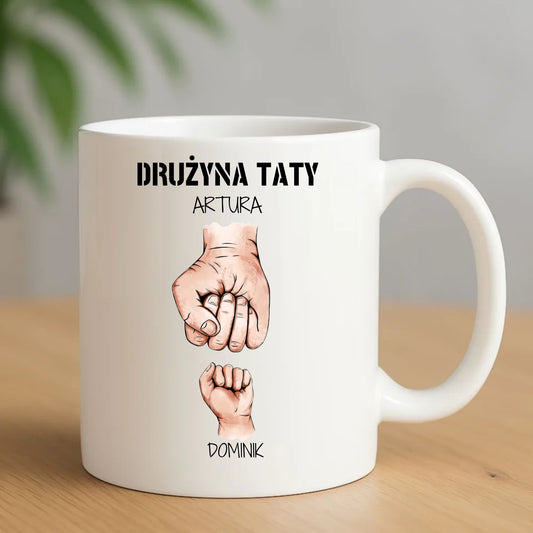 Kubek dla taty - Drużyna taty 1-6 imion dzieci - personalizowany DT01