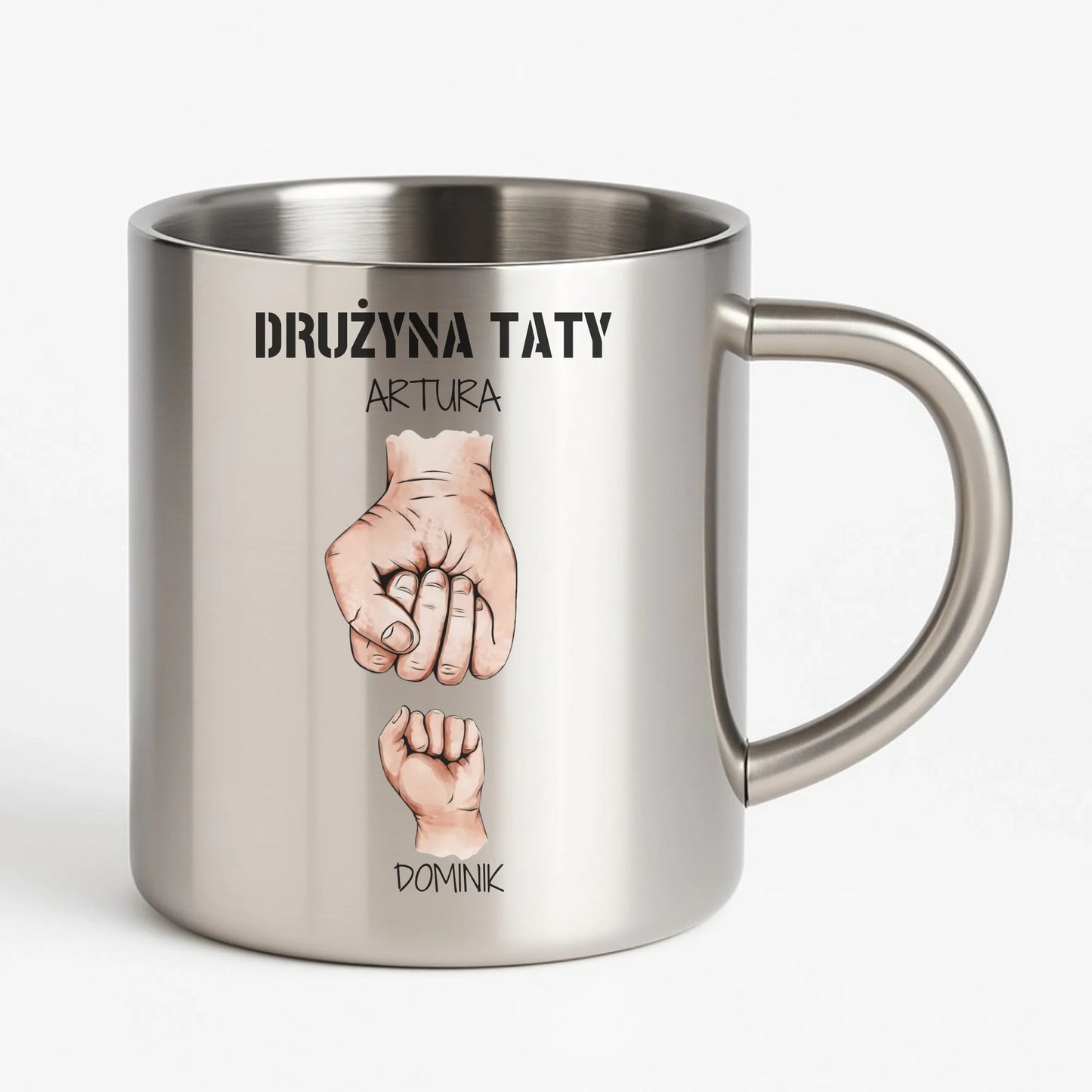Kubek metalowy dla taty - Drużyna taty 1-6 imion dzieci - personalizowany DT01