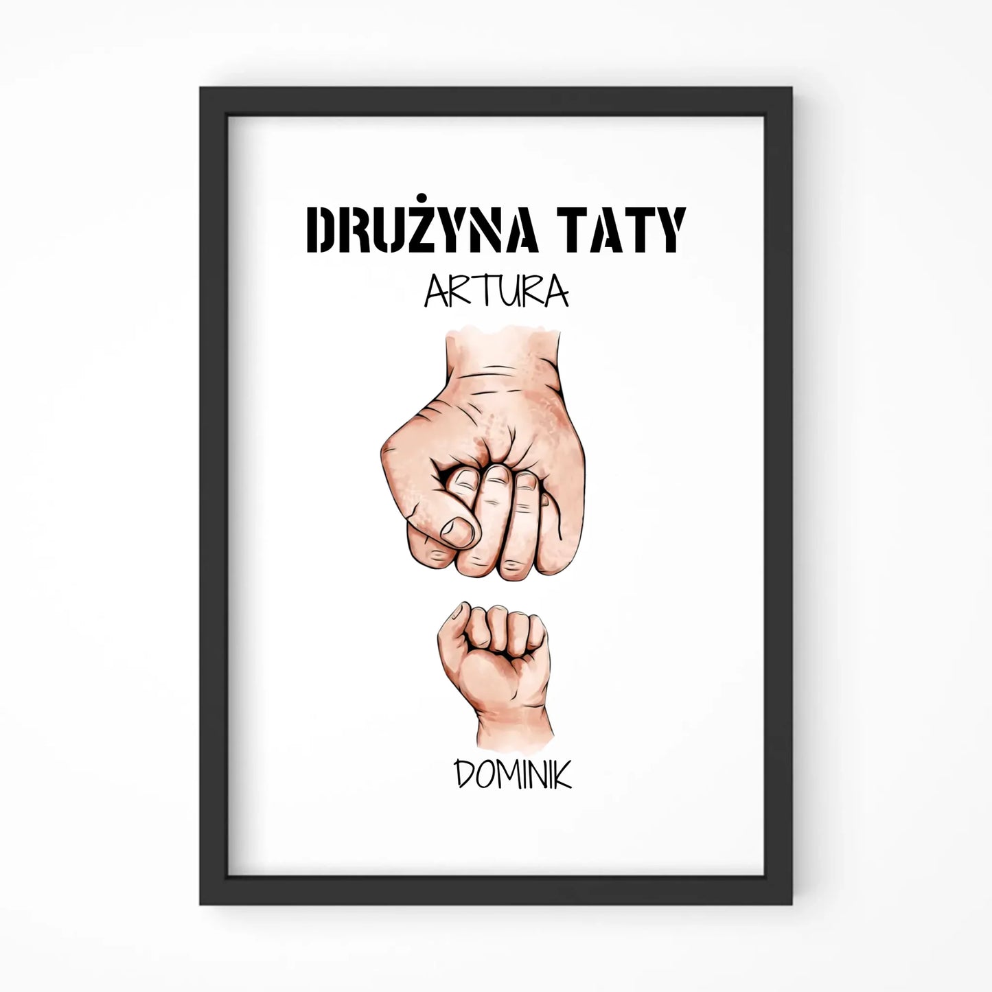 Plakat w ramie dla taty - Drużyna taty 1-6 imion dzieci - personalizowany DT01