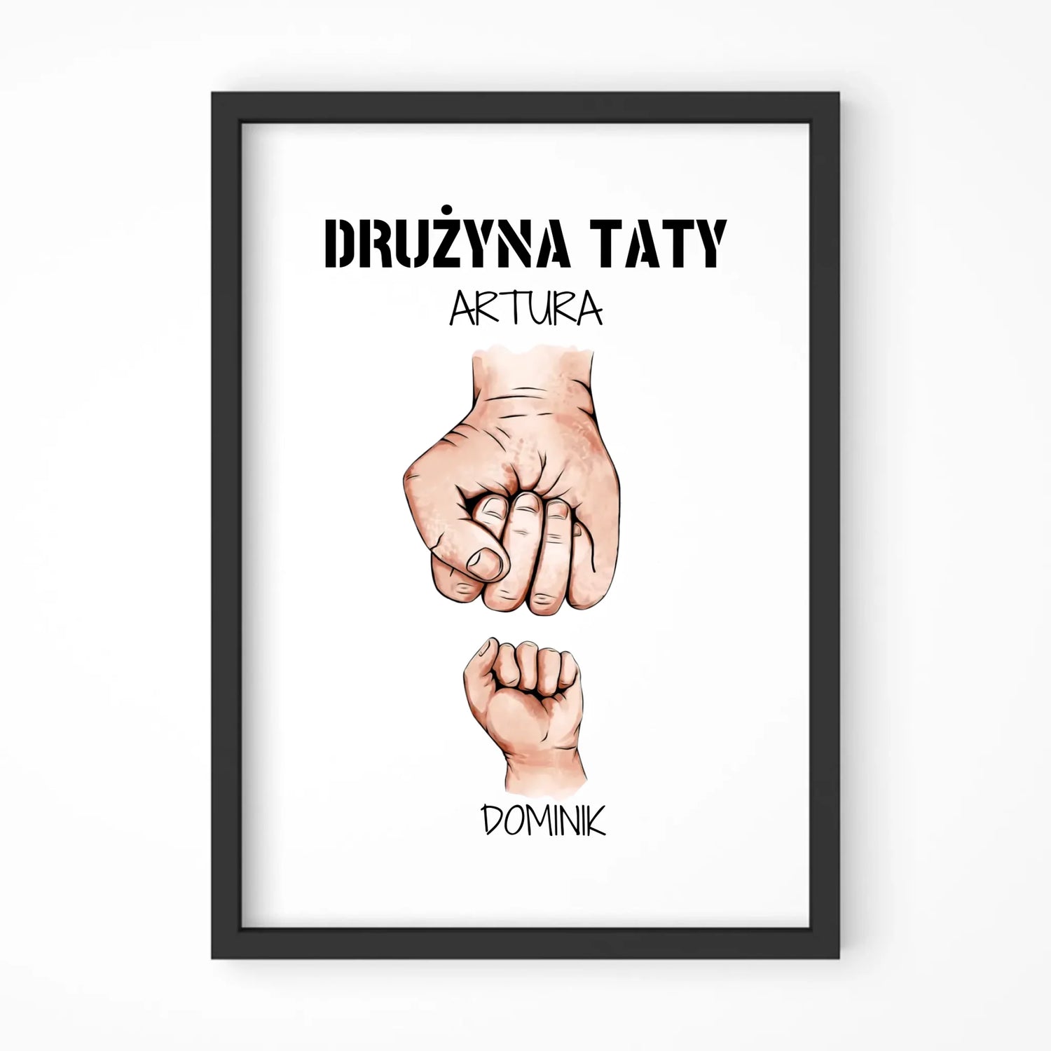 Plakat w ramie dla taty - Drużyna taty 1-6 imion dzieci - personalizowany DT01 - StoryCups.pl