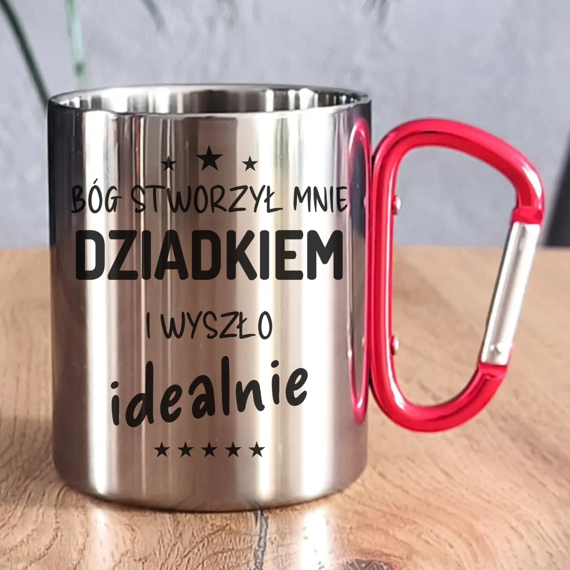 Kubek metalowy dla dziadka - Bóg stworzył mnie dziadkiem i wyszło idealnie D08 - StoryCups.pl