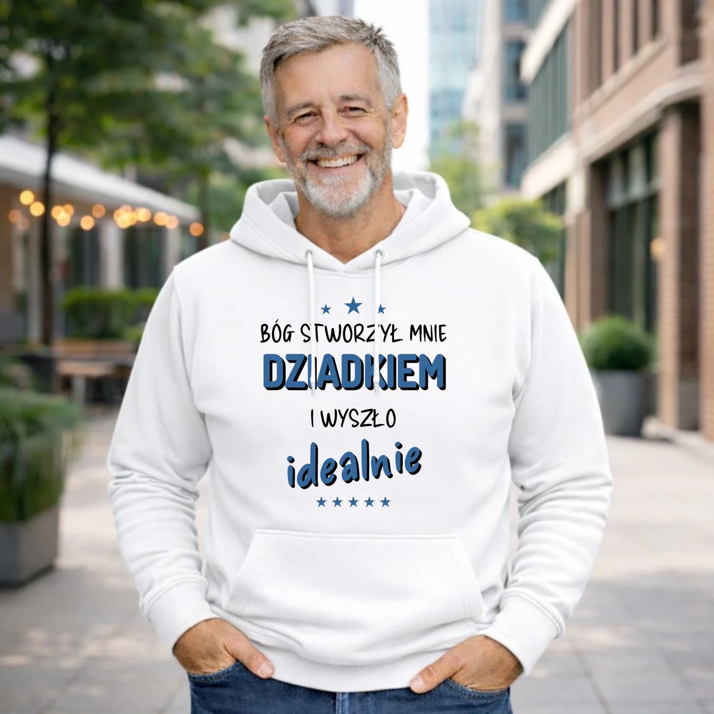 Bluza z kapturem dla dziadka - Bóg stworzył mnie dziadkiem i wyszło idealnie D08 - StoryCups.pl