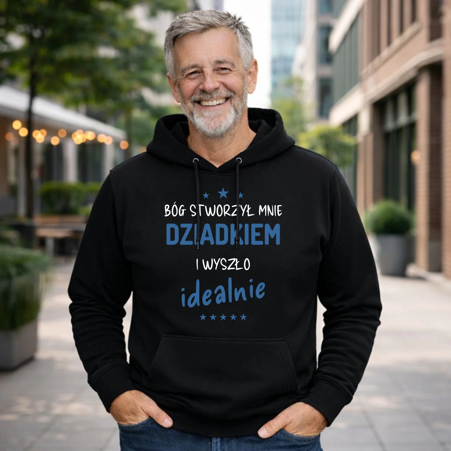 Bluza z kapturem dla dziadka - Bóg stworzył mnie dziadkiem i wyszło idealnie D08 - StoryCups.pl