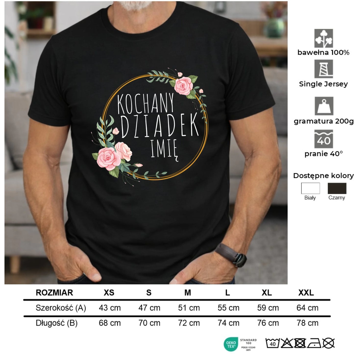 Koszulka dla dziadka - Kochany Dziadek - personalizowana D10 - StoryCups.pl