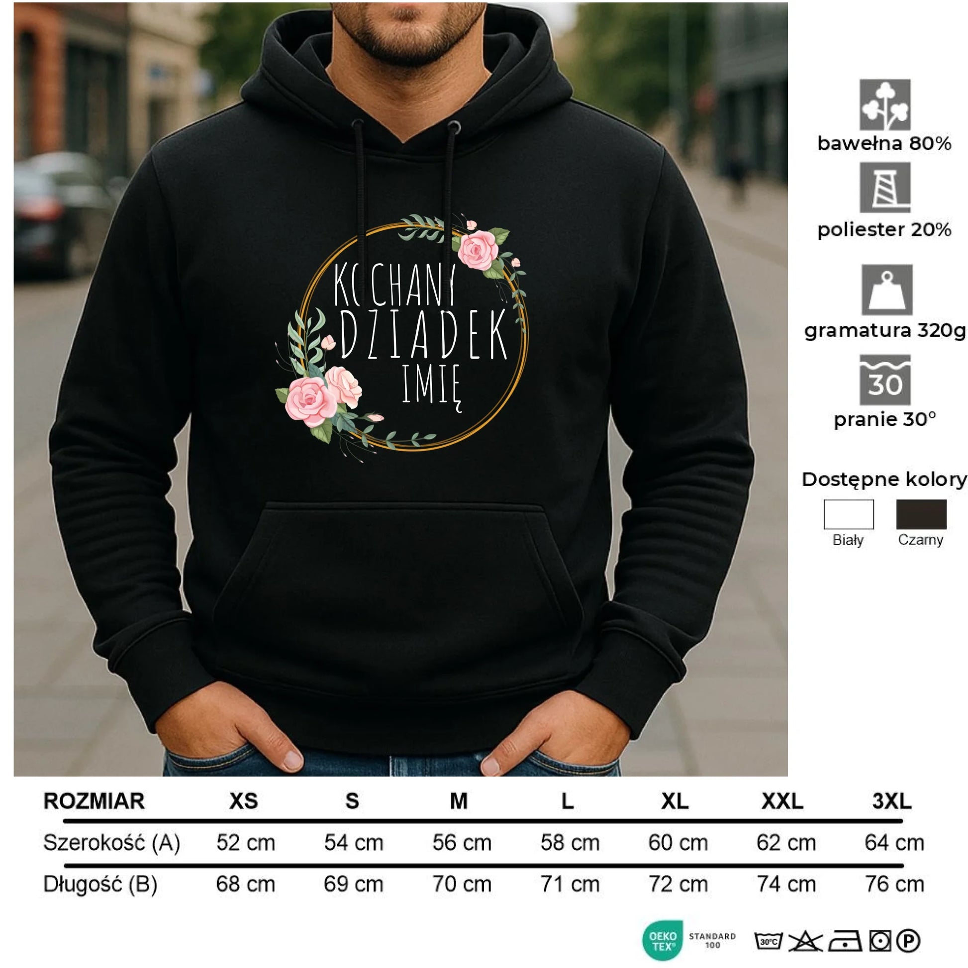 Bluza z kapturem dla dziadka - Kochany Dziadek - personalizowana D10 - StoryCups.pl