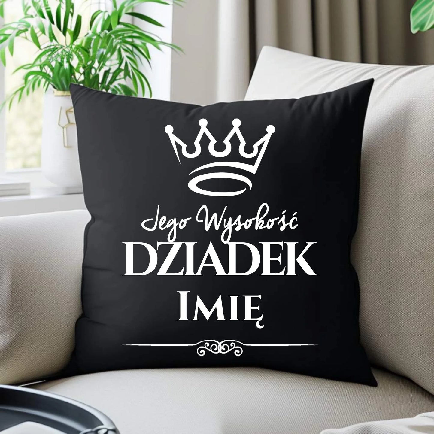 Poduszka dekoracyjna dla dziadka - Jego Wysokość dziadek - personalizowana D11 - StoryCups.pl