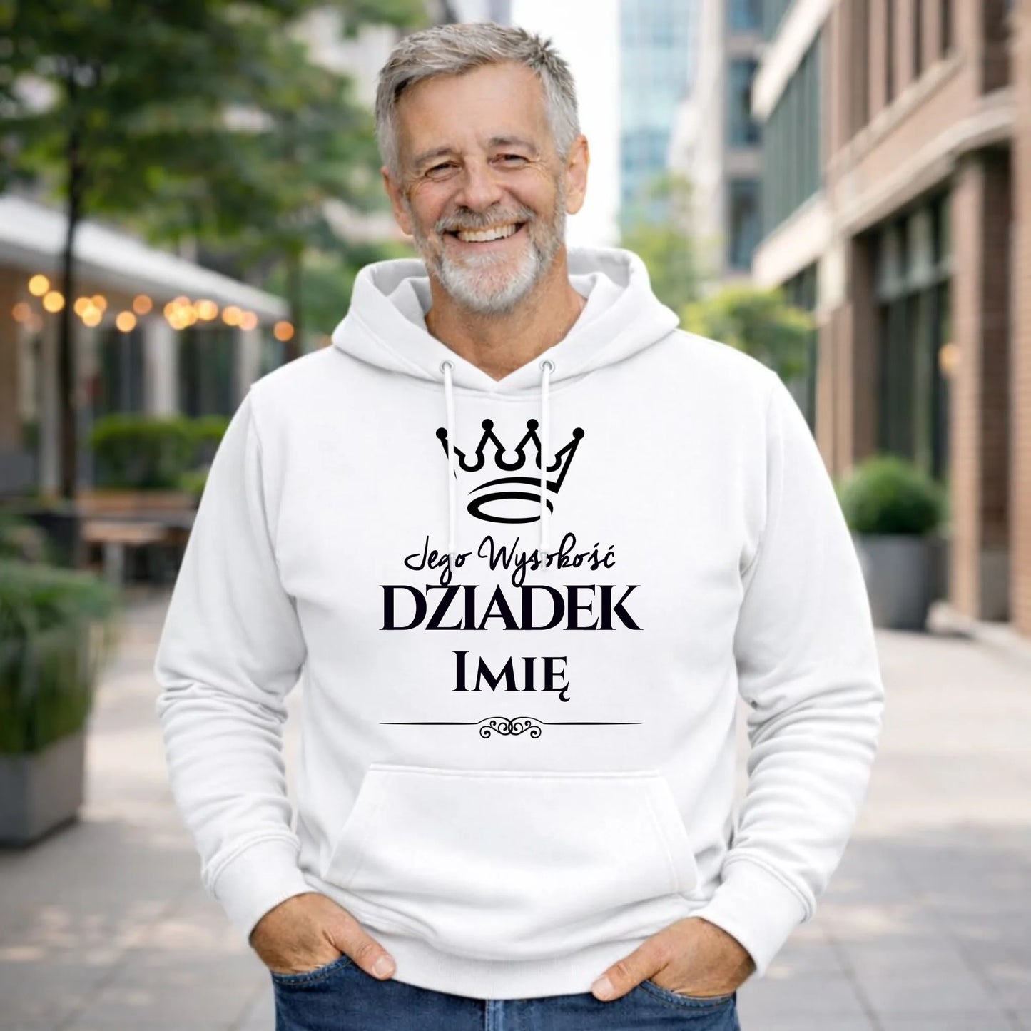 Bluza z kapturem dla dziadka - Jego Wysokość dziadek - personalizowana D11 - StoryCups.pl