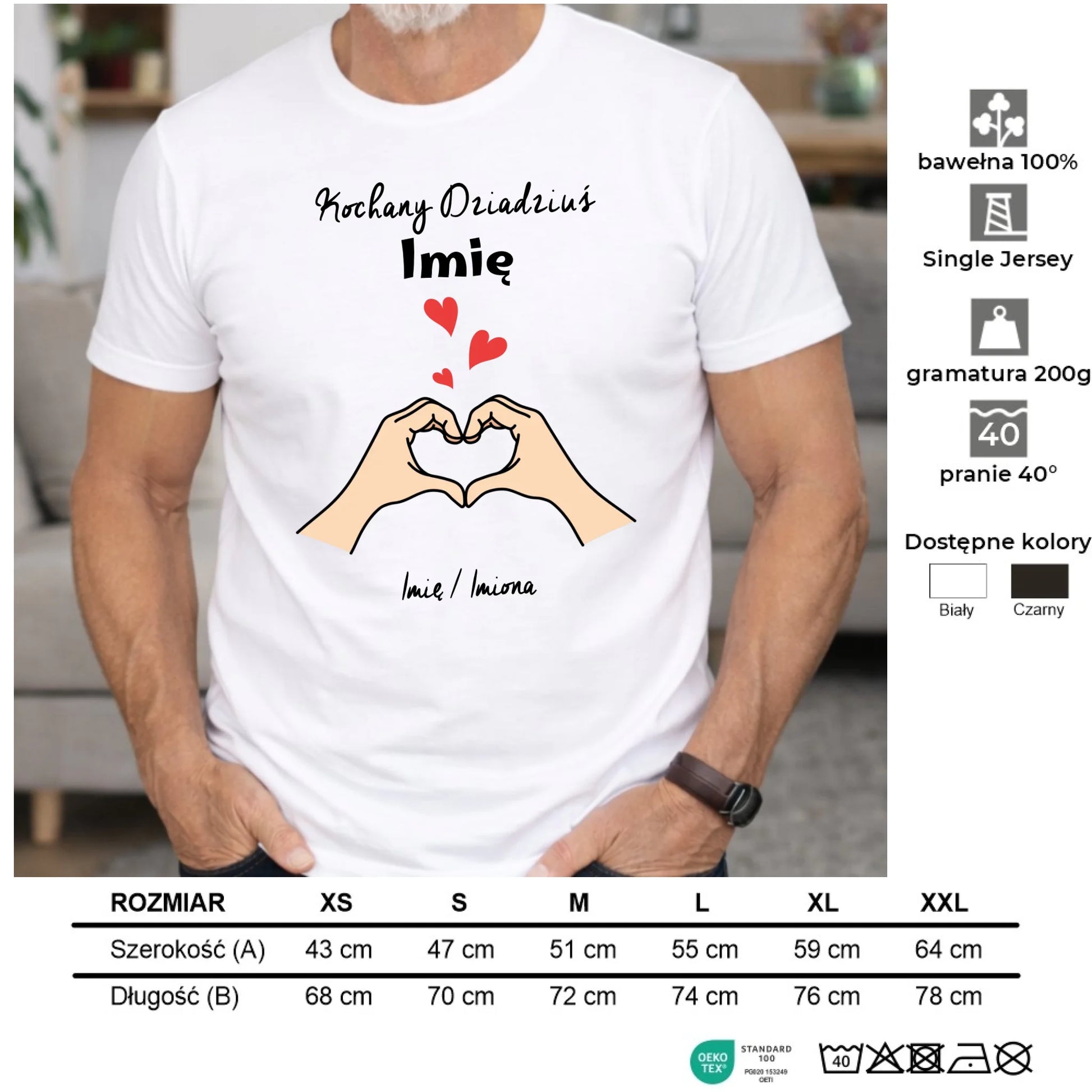 Koszulka dla dziadka - Kochany Dziadek podpis - personalizowana D13 - StoryCups.pl