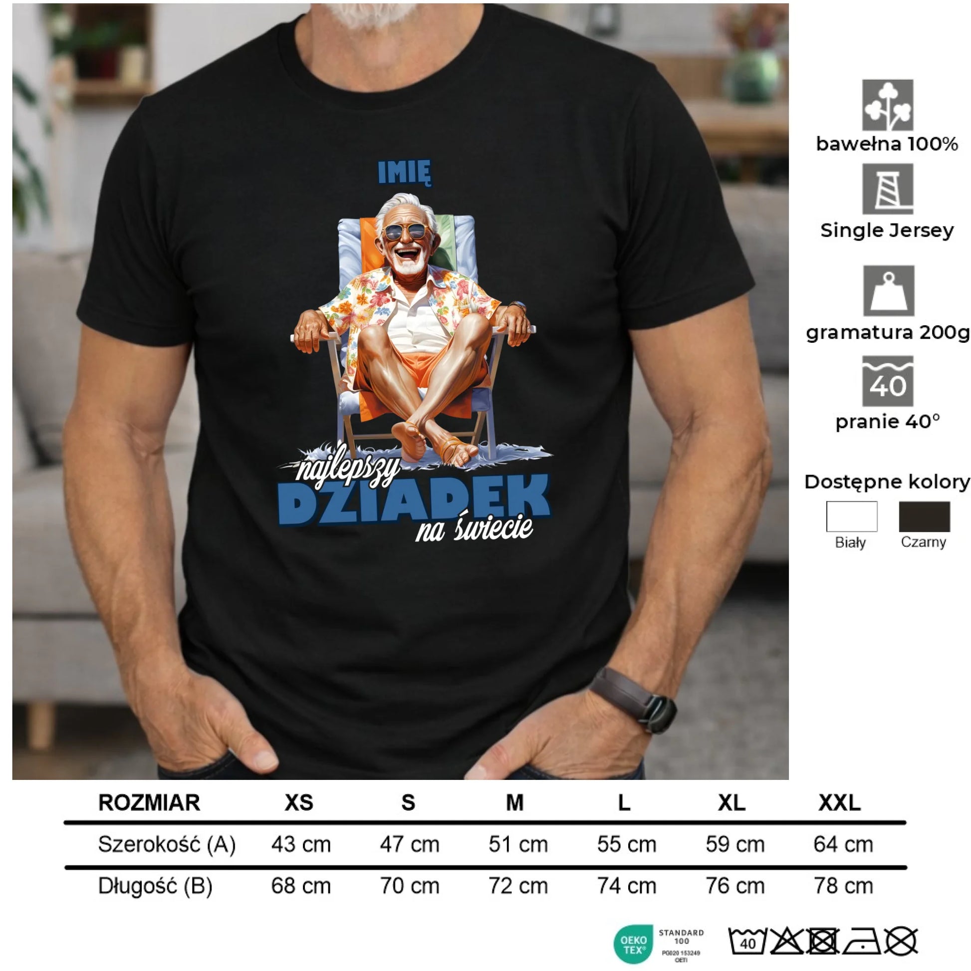 Koszulka dla dziadka - Najlepszy Dziadek na świecie - personalizowana D14 - StoryCups.pl