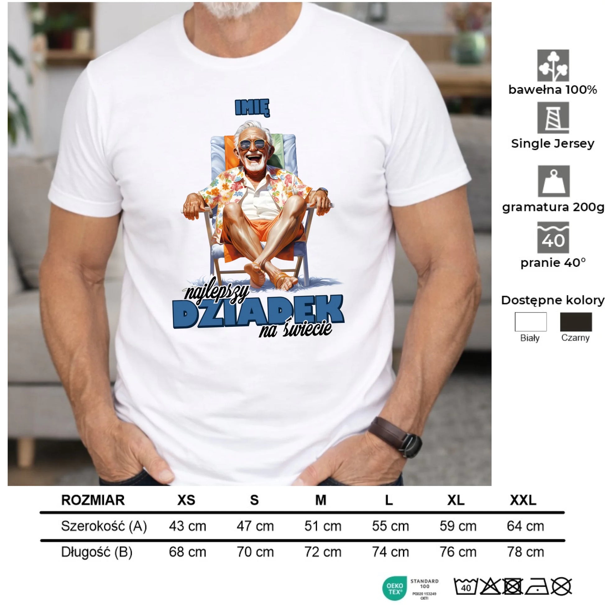 Koszulka dla dziadka - Najlepszy Dziadek na świecie - personalizowana D14 - StoryCups.pl