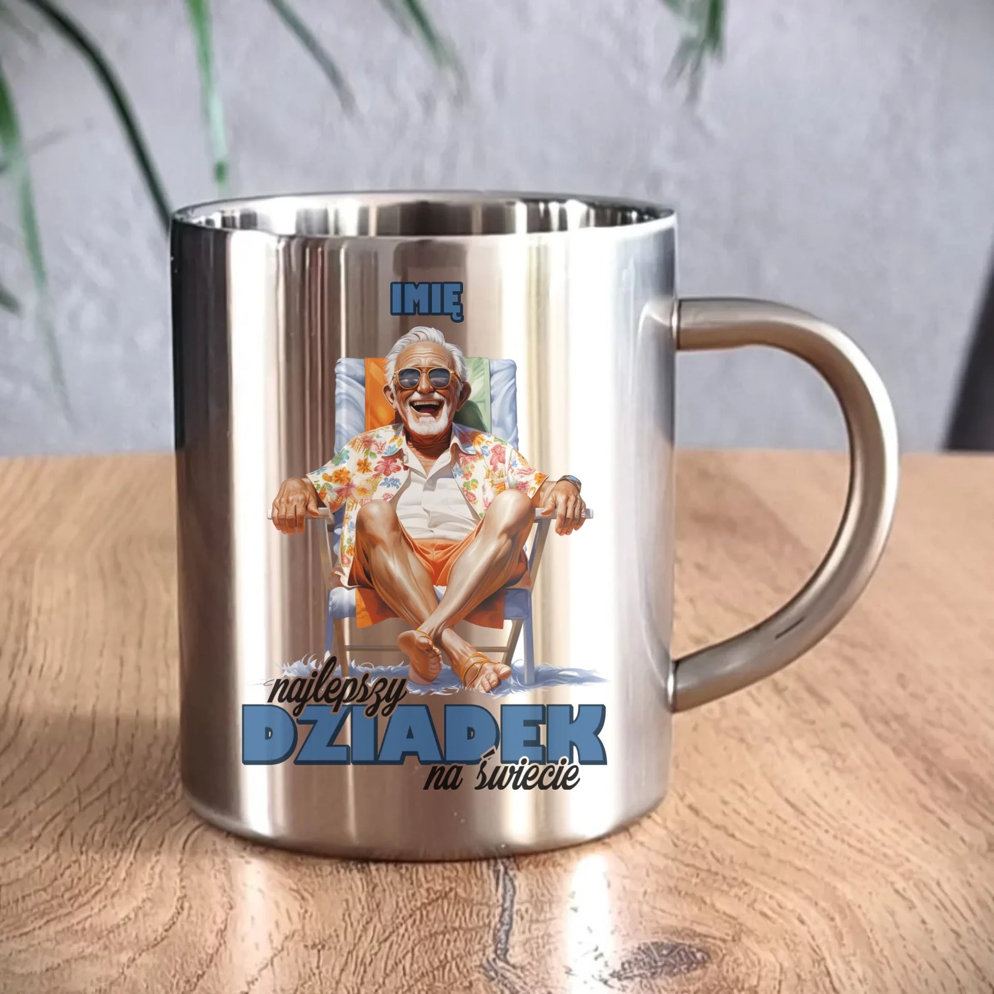 Kubek metalowy dla dziadka - Najlepszy Dziadek na świecie - personalizowany D14 - StoryCups.pl