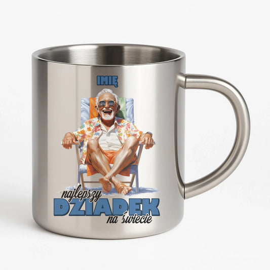 Kubek metalowy dla dziadka - Najlepszy Dziadek na świecie - personalizowany D14 - StoryCups.pl