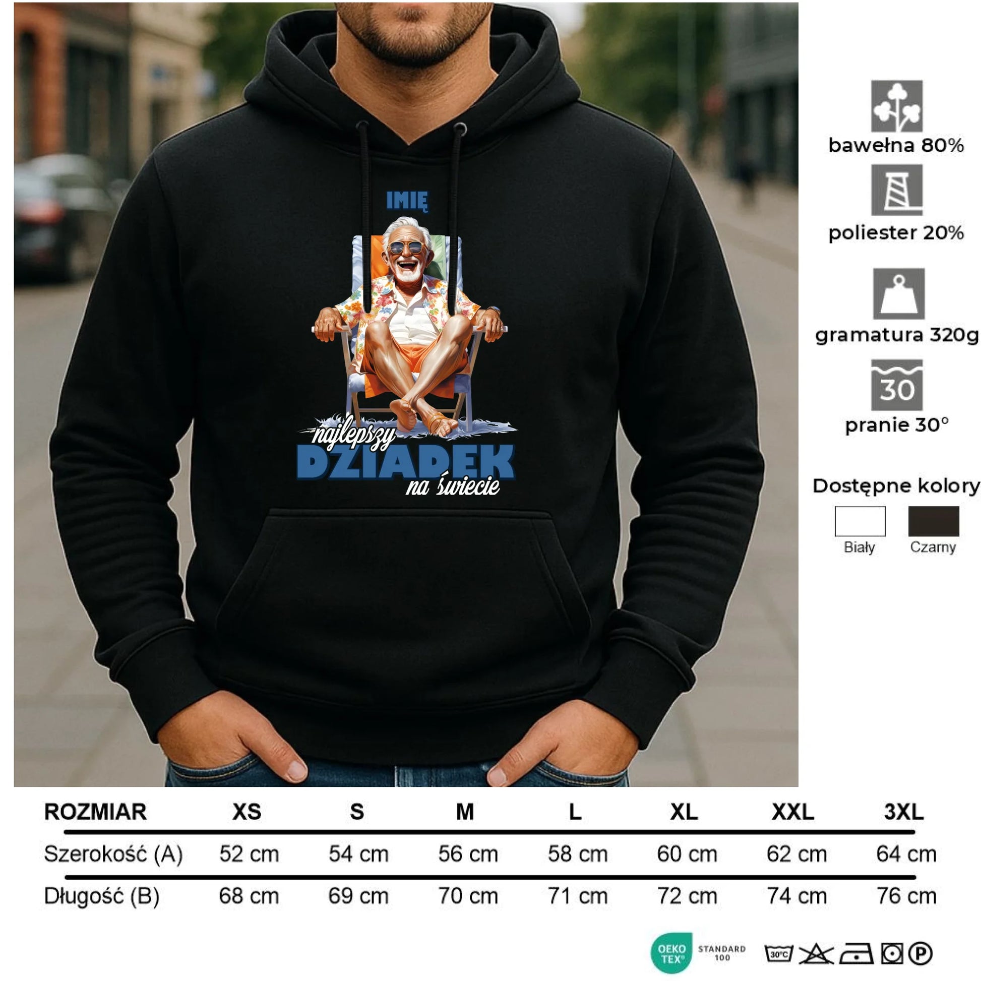 Bluza z kapturem dla dziadka - Najlepszy Dziadek na świecie - personalizowana D14 - StoryCups.pl
