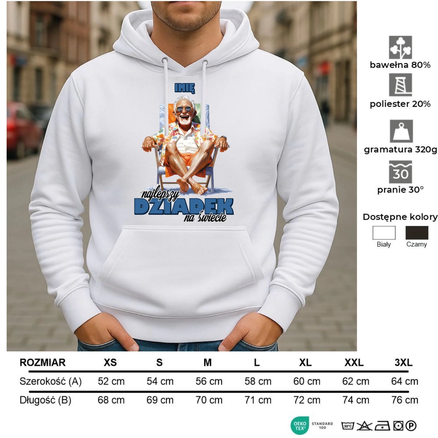 Bluza z kapturem dla dziadka - Najlepszy Dziadek na świecie - personalizowana D14 - StoryCups.pl