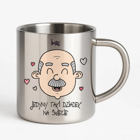 Kubek metalowy dla dziadka - Jedyny taki dziadek na świecie - personalizowany D15 - StoryCups.pl