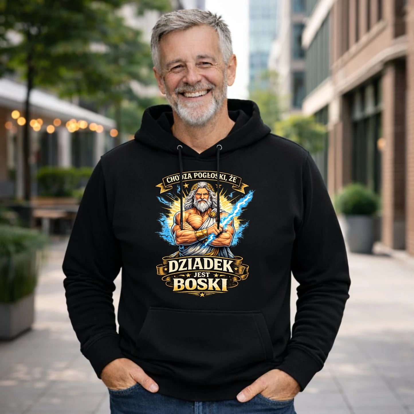 Bluza z kapturem dla dziadka - Chodzą pogłoski, że dziadek jest boski D16 - StoryCups.pl
