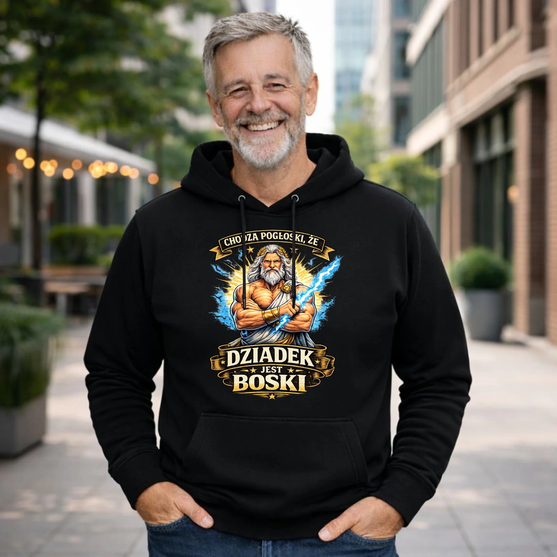 Bluza z kapturem dla dziadka - Chodzą pogłoski, że dziadek jest boski D16 - StoryCups.pl