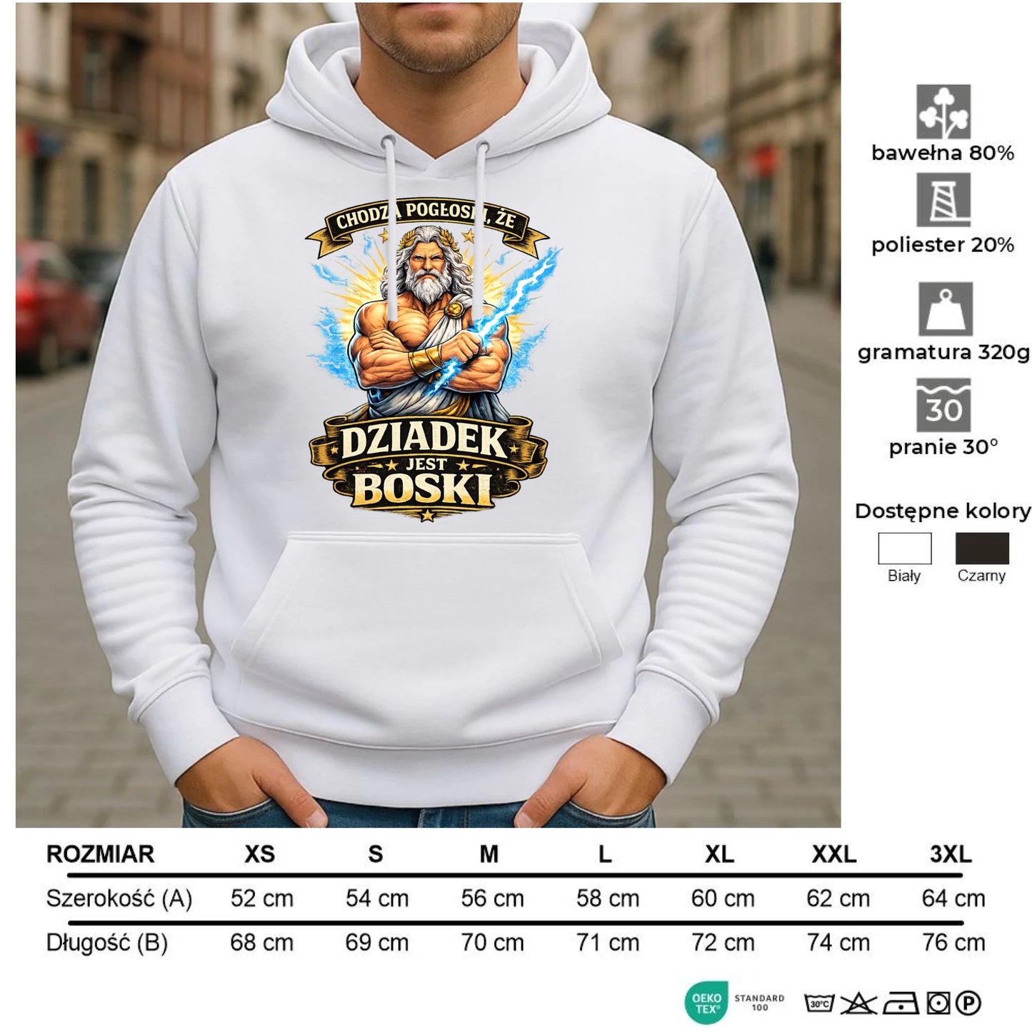Bluza z kapturem dla dziadka - Chodzą pogłoski, że dziadek jest boski D16 - StoryCups.pl
