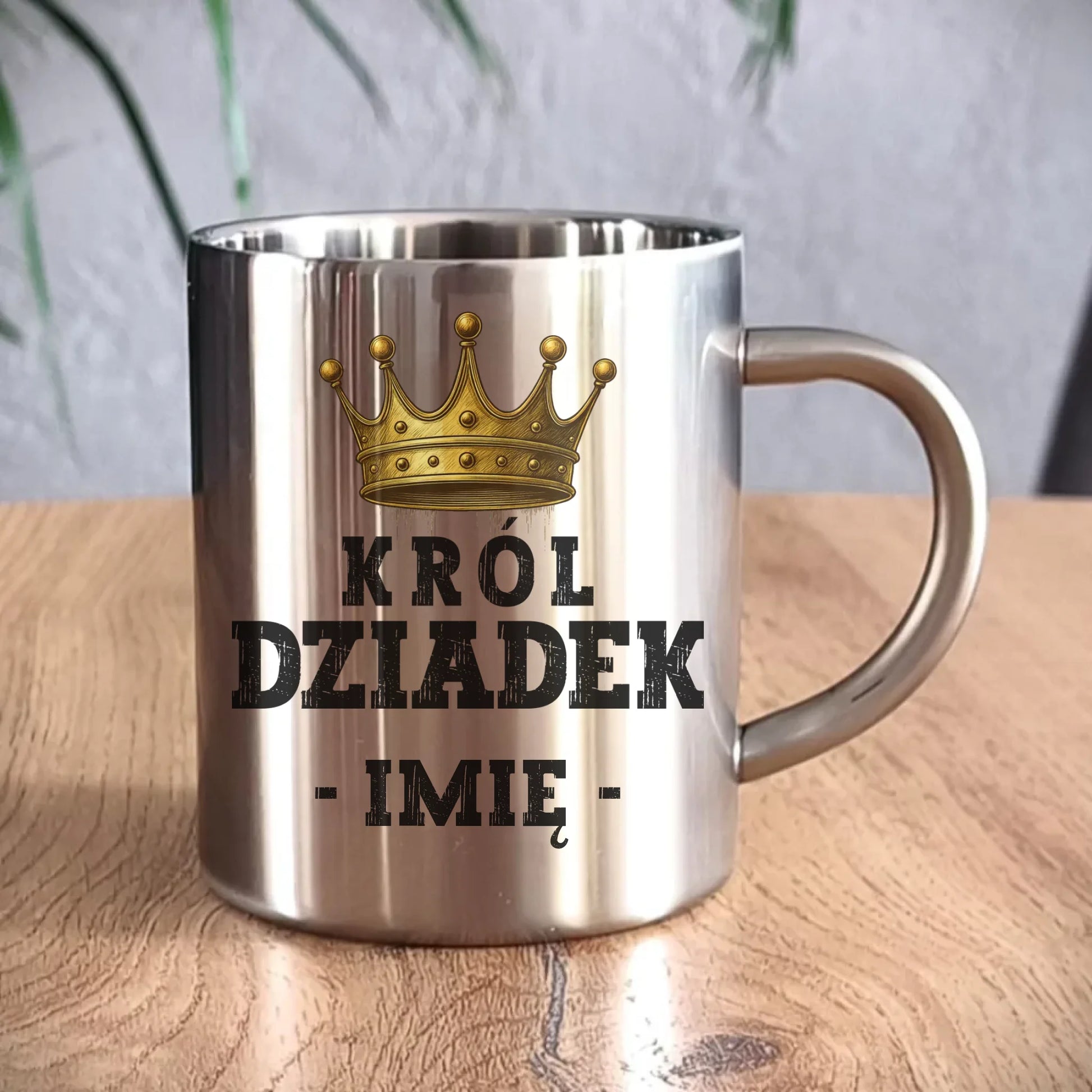 Kubek metalowy dla dziadka - Król Dziadek - personalizowany D17 - StoryCups.pl