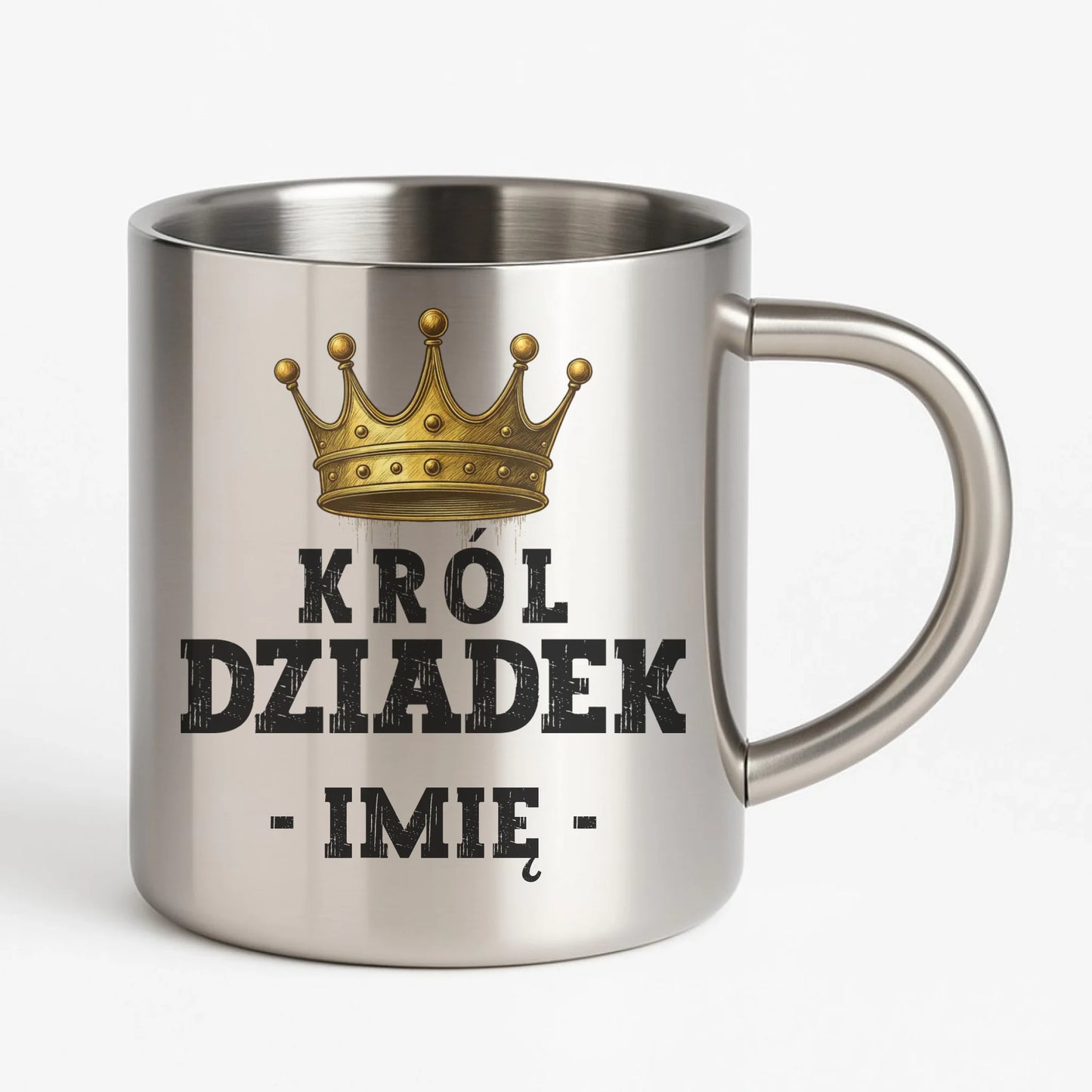 Kubek metalowy dla dziadka - Król Dziadek - personalizowany D17 - StoryCups.pl