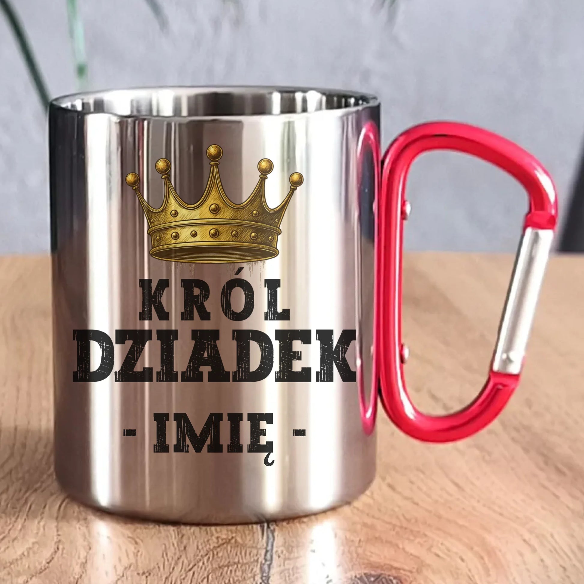 Kubek metalowy dla dziadka - Król Dziadek - personalizowany D17 - StoryCups.pl