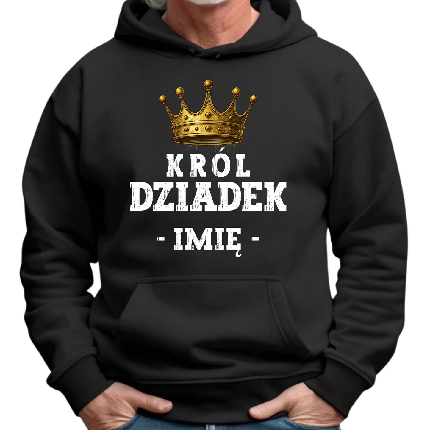Bluza z kapturem dla dziadka - Król Dziadek - personalizowana D17 - StoryCups.pl