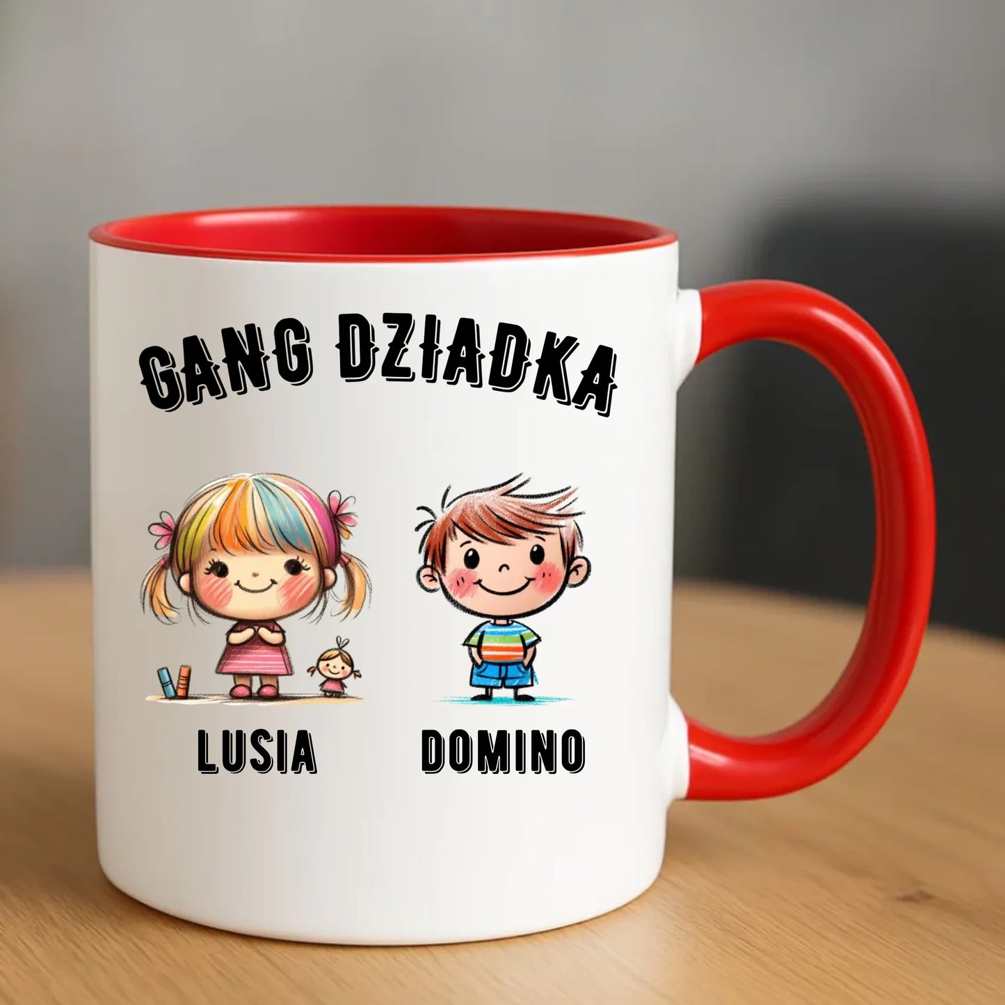 Kubek dla dziadka - Gang Dziadka imiona wnuków 2-6 - personalizowany D18 - StoryCups.pl