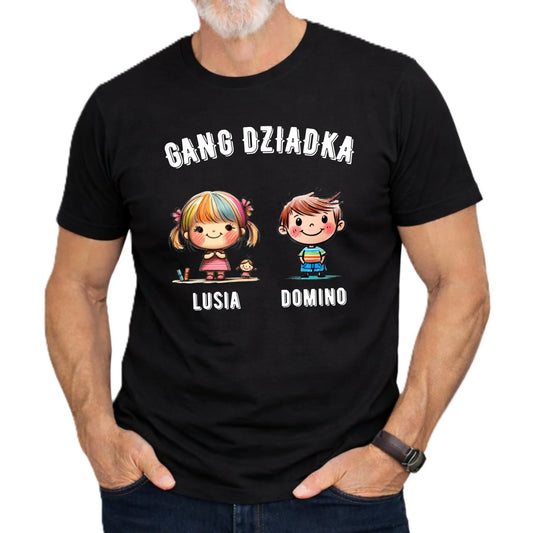 Koszulka dla dziadka - Gang Dziadka imiona wnuków 2-6 - personalizowana D18 - StoryCups.pl