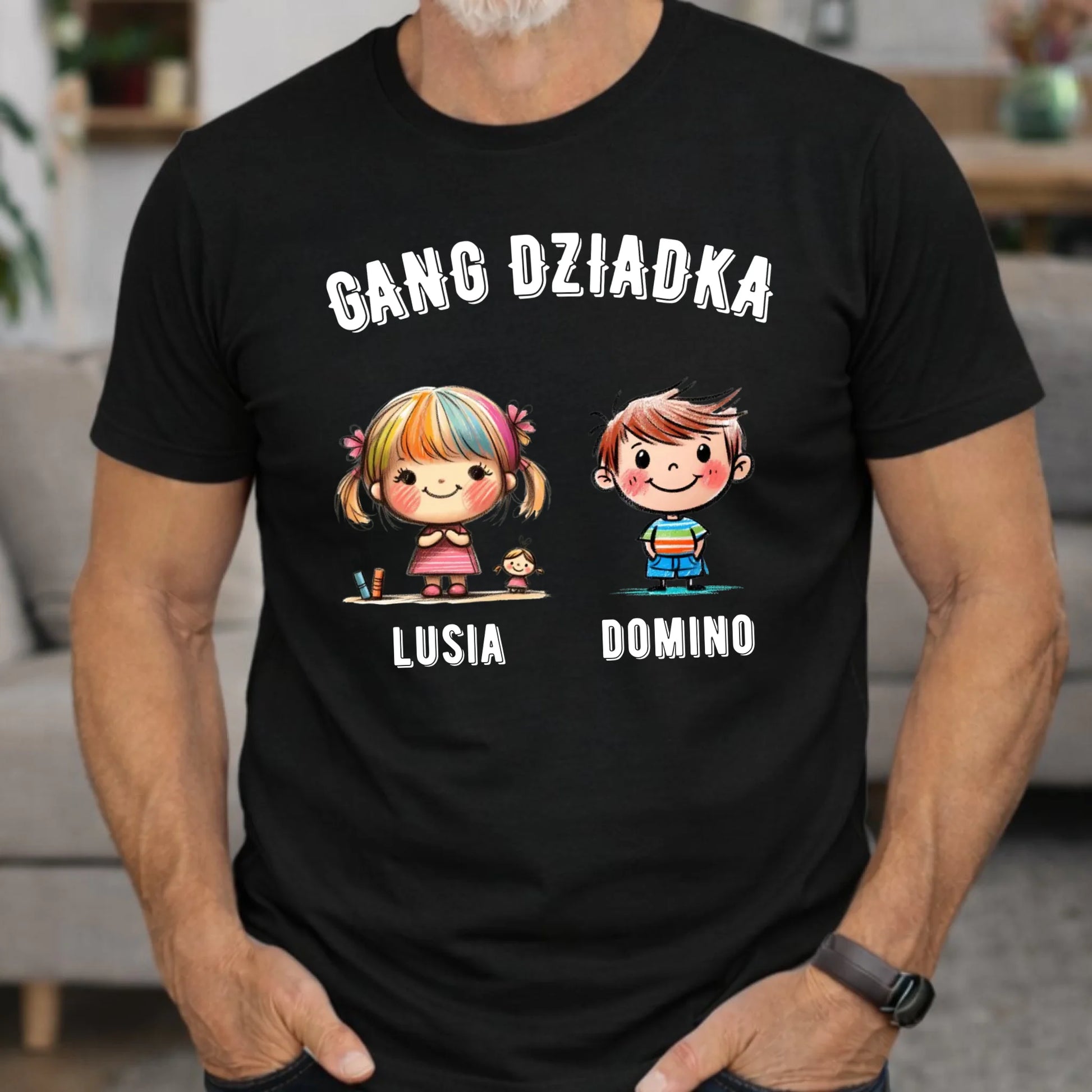 Koszulka dla dziadka - Gang Dziadka imiona wnuków 2-6 - personalizowana D18 - StoryCups.pl