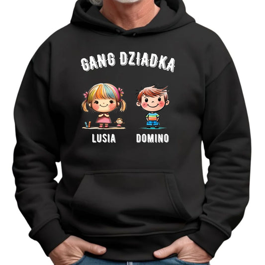 Bluza z kapturem dla dziadka - Gang Dziadka imiona wnuków 2-6 - personalizowana D18 - StoryCups.pl