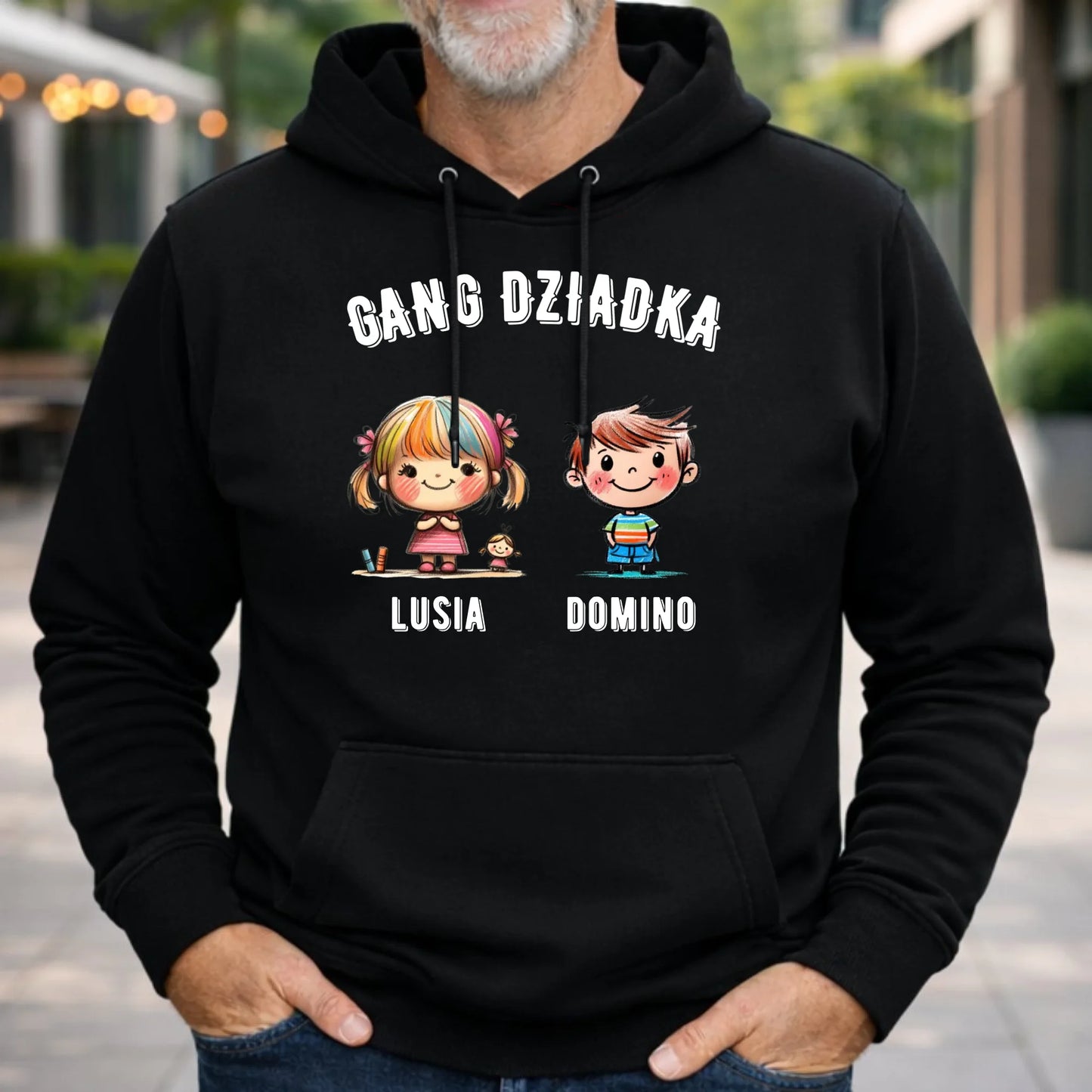 Bluza z kapturem dla dziadka - Gang Dziadka imiona wnuków 2-6 - personalizowana D18 - StoryCups.pl