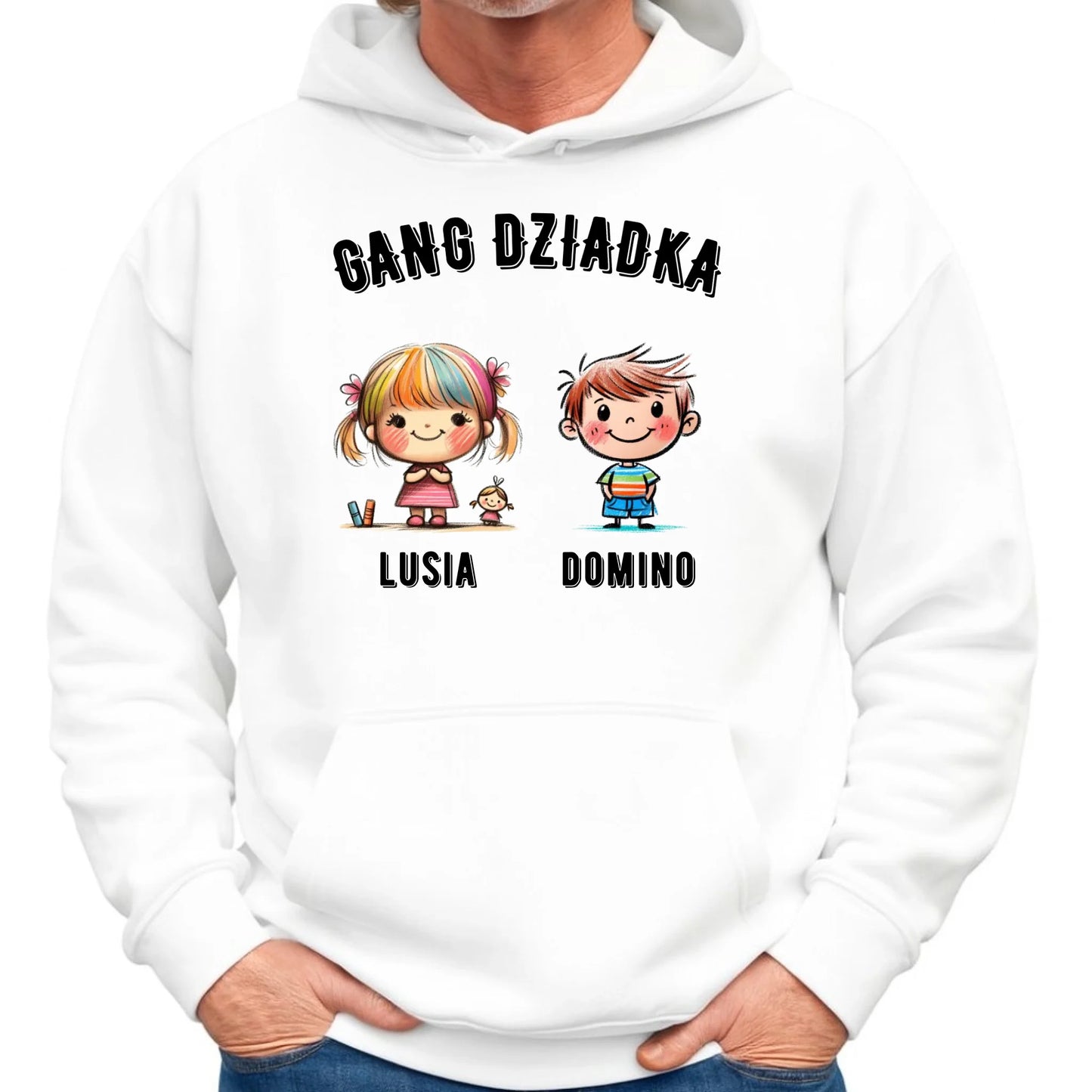 Bluza z kapturem dla dziadka - Gang Dziadka imiona wnuków 2-6 - personalizowana D18 - StoryCups.pl
