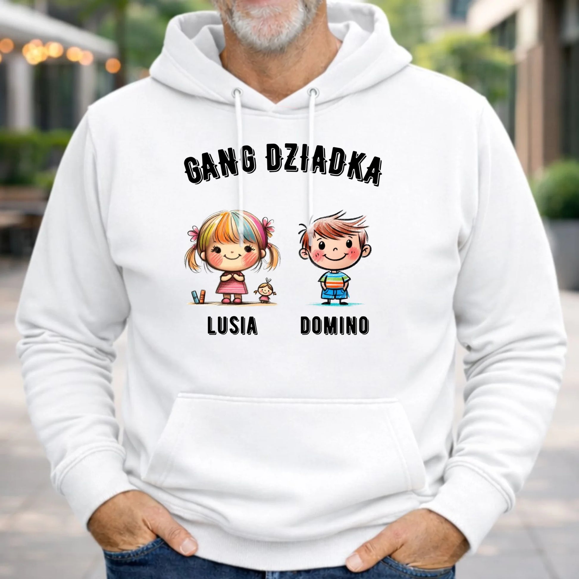 Bluza z kapturem dla dziadka - Gang Dziadka imiona wnuków 2-6 - personalizowana D18 - StoryCups.pl