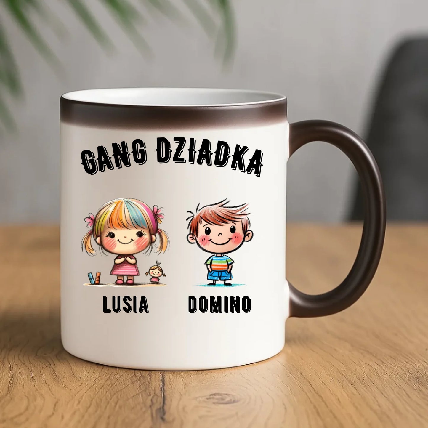 Kubek magiczny dla dziadka - Gang Dziadka imiona wnuków 2-6 - personalizowany D18 - StoryCups.pl