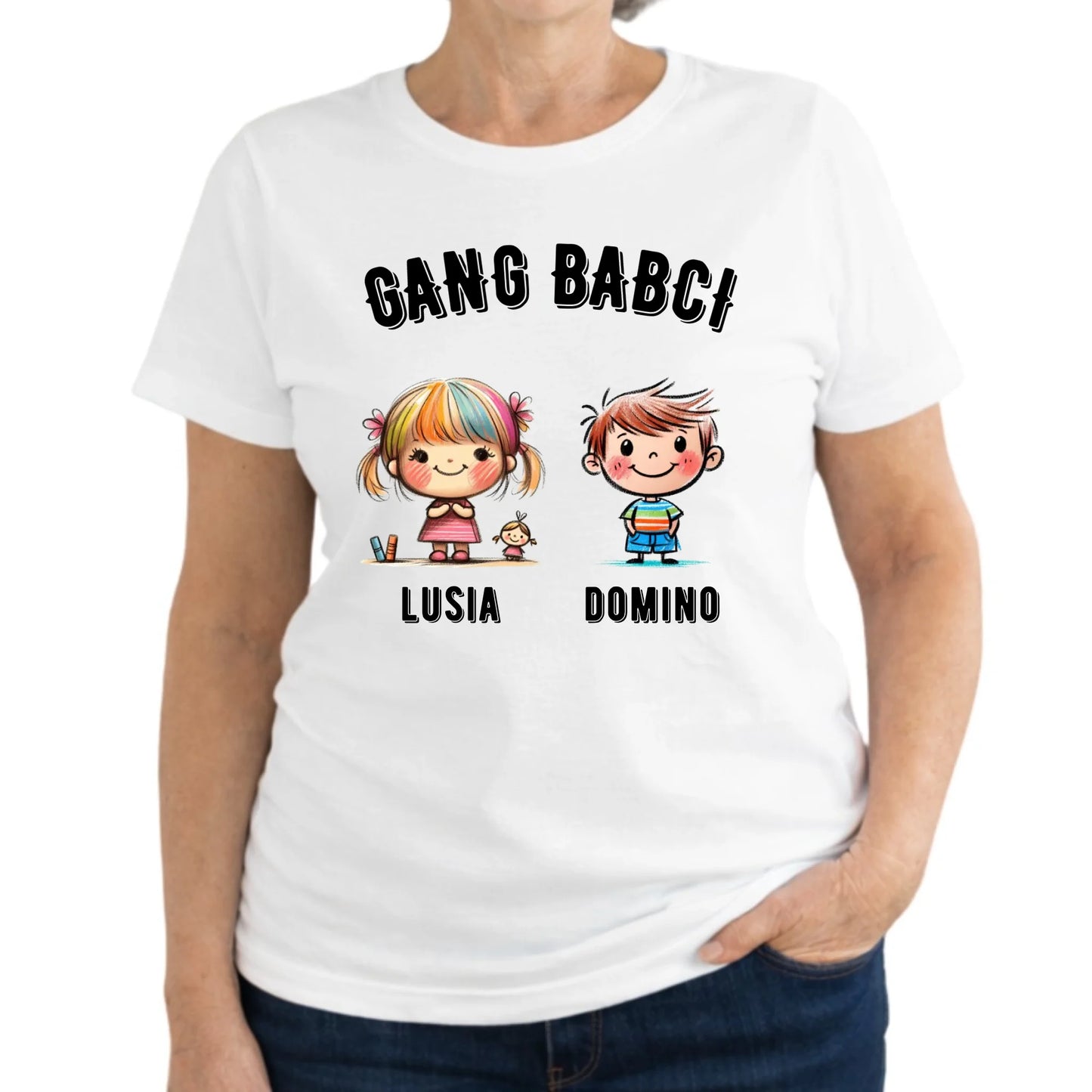 Koszulka dla babci - Gang Babci imiona wnuków 2-6 - personalizowana B18 - StoryCups.pl