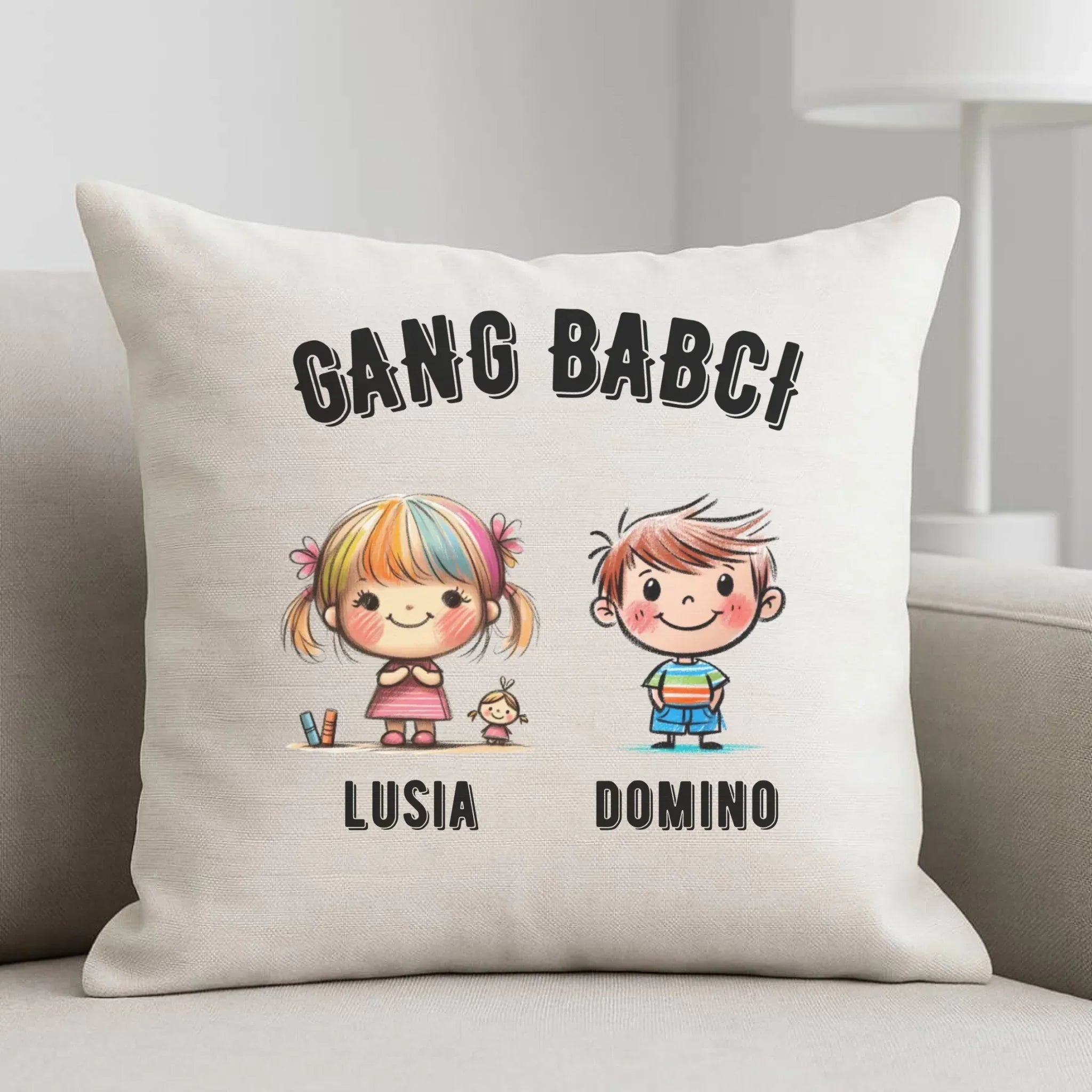 Poduszka dla babci - Gang Babci imiona wnuków 2-6 - personalizowana B18 - StoryCups.pl
