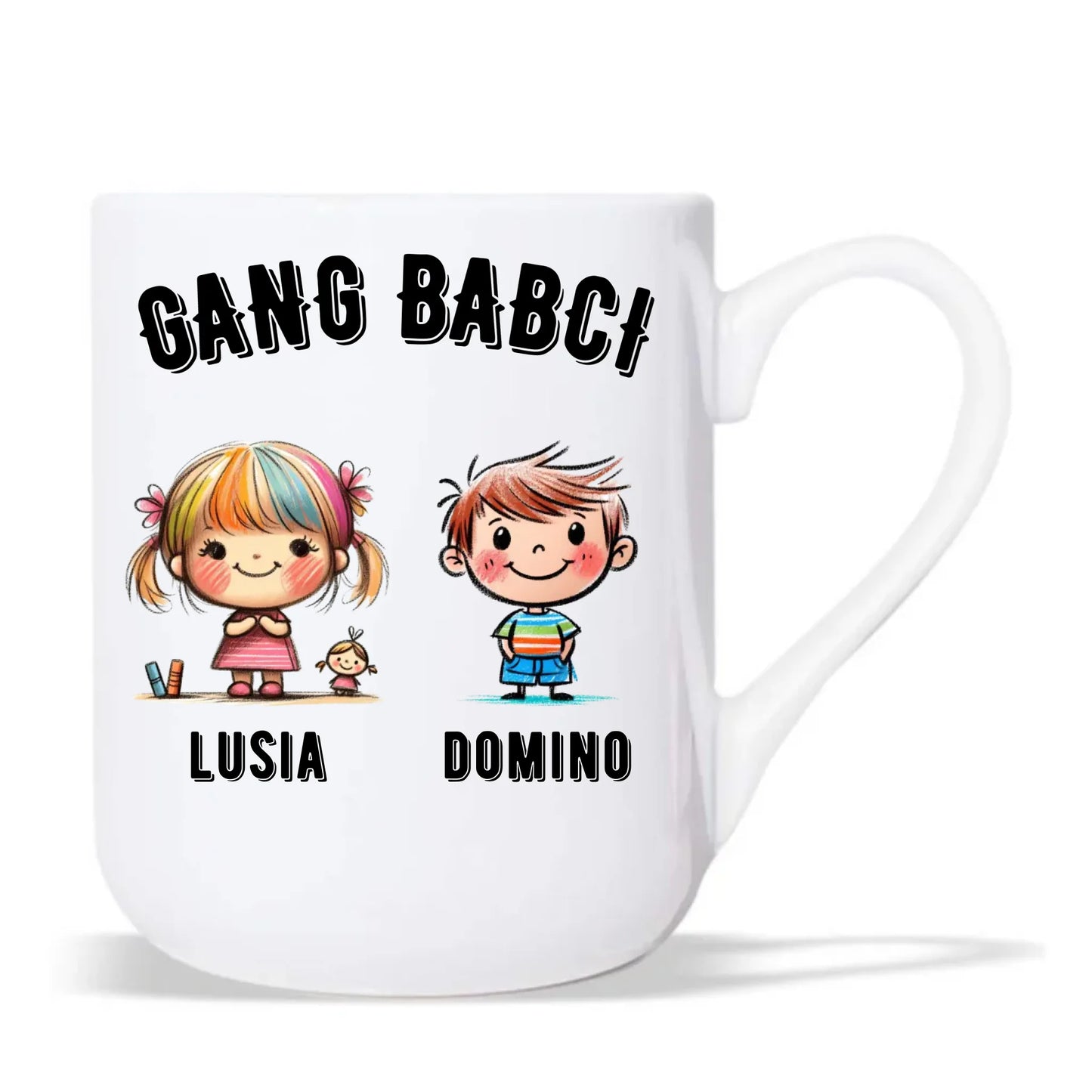Kubek elegant dla babci - Gang Babci imiona wnuków 2-6 - personalizowany B18 - StoryCups.pl