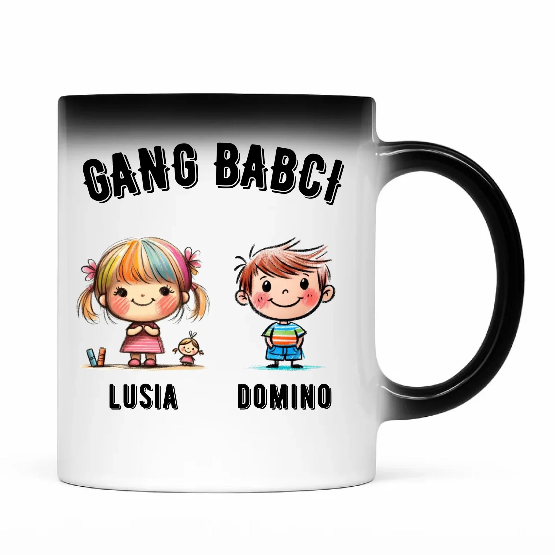 Kubek magiczny dla babci - Gang Babci imiona wnuków 2-6 - personalizowany B18 - StoryCups.pl