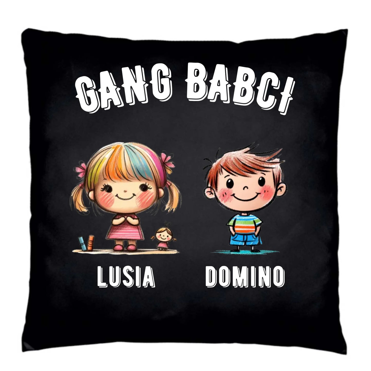 Poduszka dekoracyjna dla babci - Gang Babci imiona wnuków 2-6 - personalizowana B18