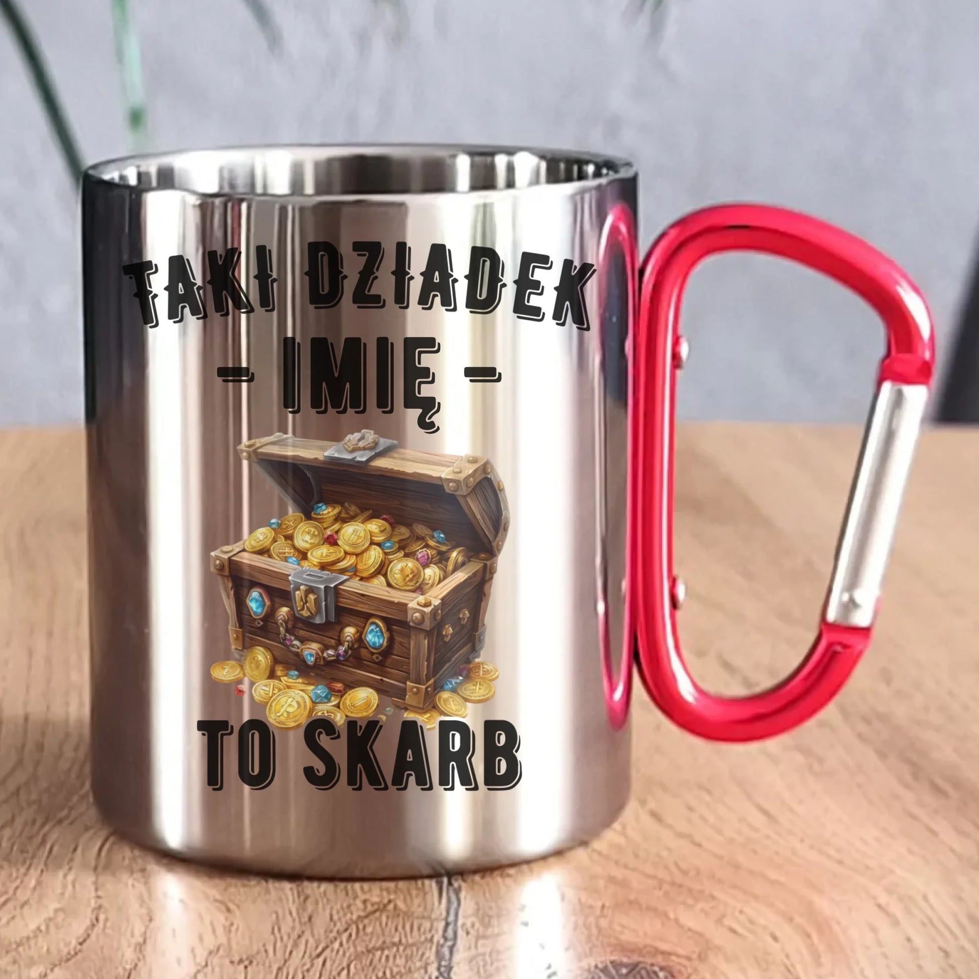 Kubek metalowy dla dziadka - Taki dziadek to skarb - personalizowany D19 - StoryCups.pl