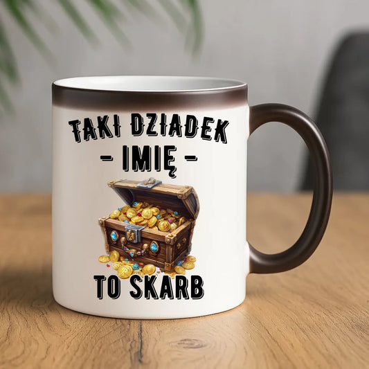 Kubek magiczny dla dziadka - Taki dziadek to skarb - personalizowany D19 - StoryCups.pl