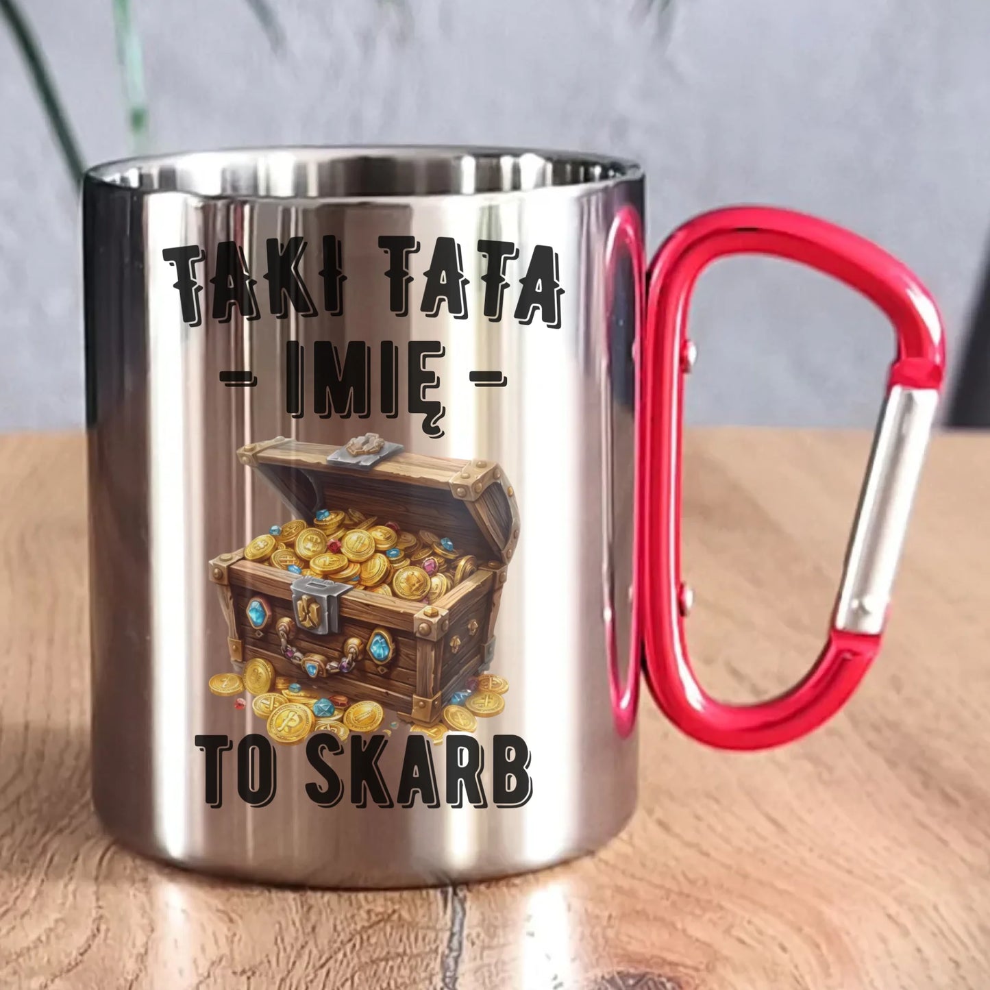 Kubek metalowy dla taty - Taki tata to skarb - personalizowany DT10 - StoryCups.pl