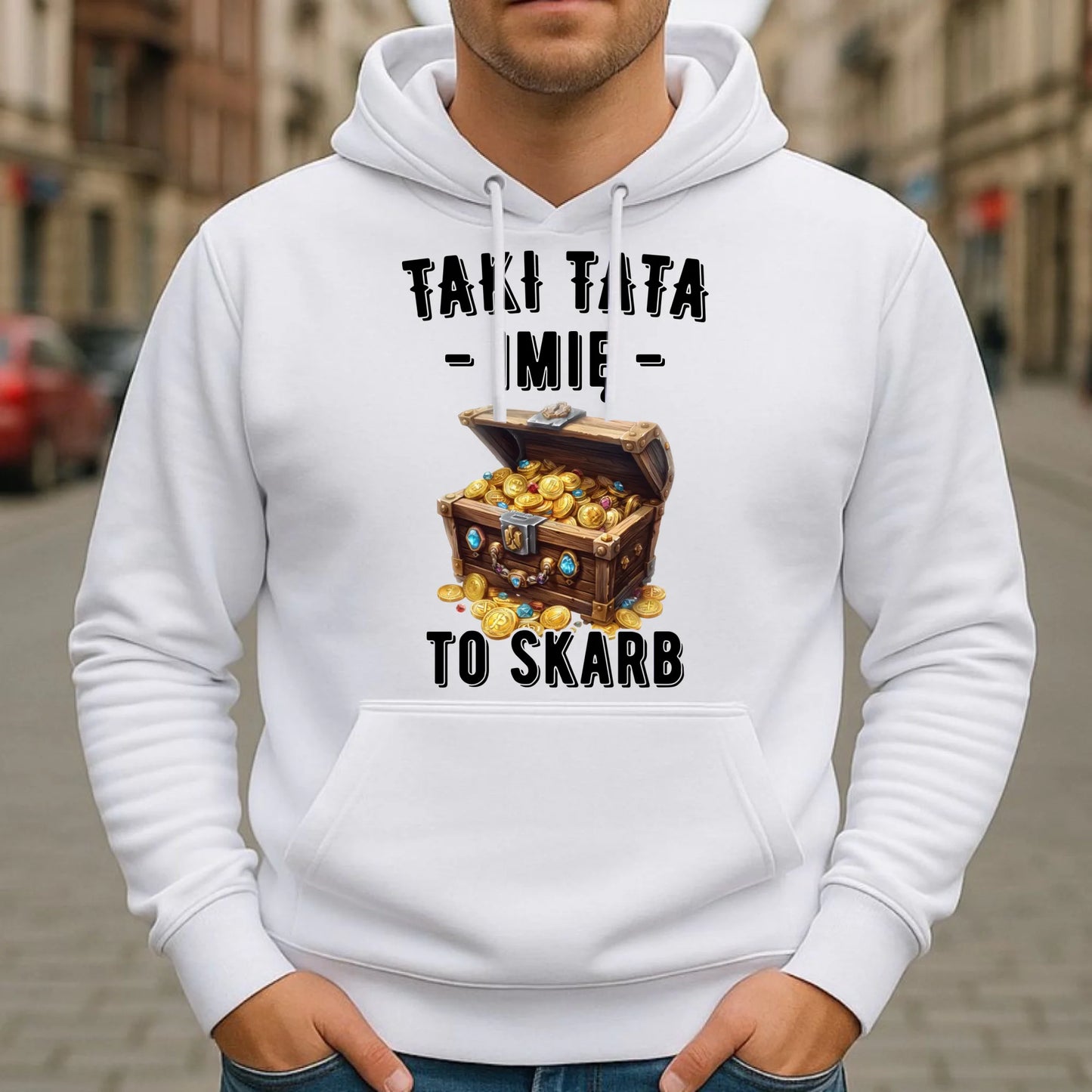 Bluza z kapturem dla taty - Taki tata to skarb - personalizowana DT10 - StoryCups.pl