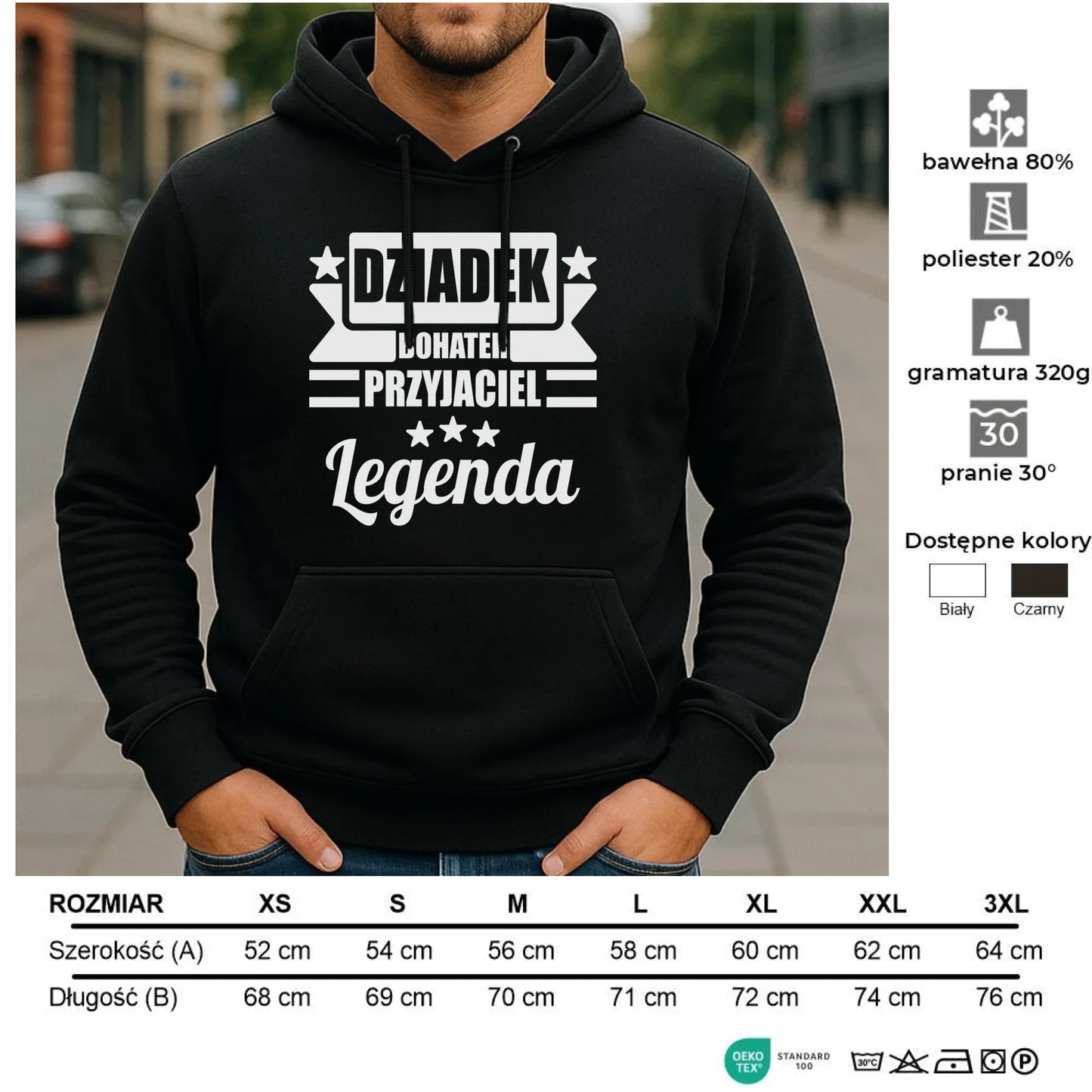 Bluza z kapturem dla dziadka - Bohater przyjaciel legenda D20 - StoryCups.pl