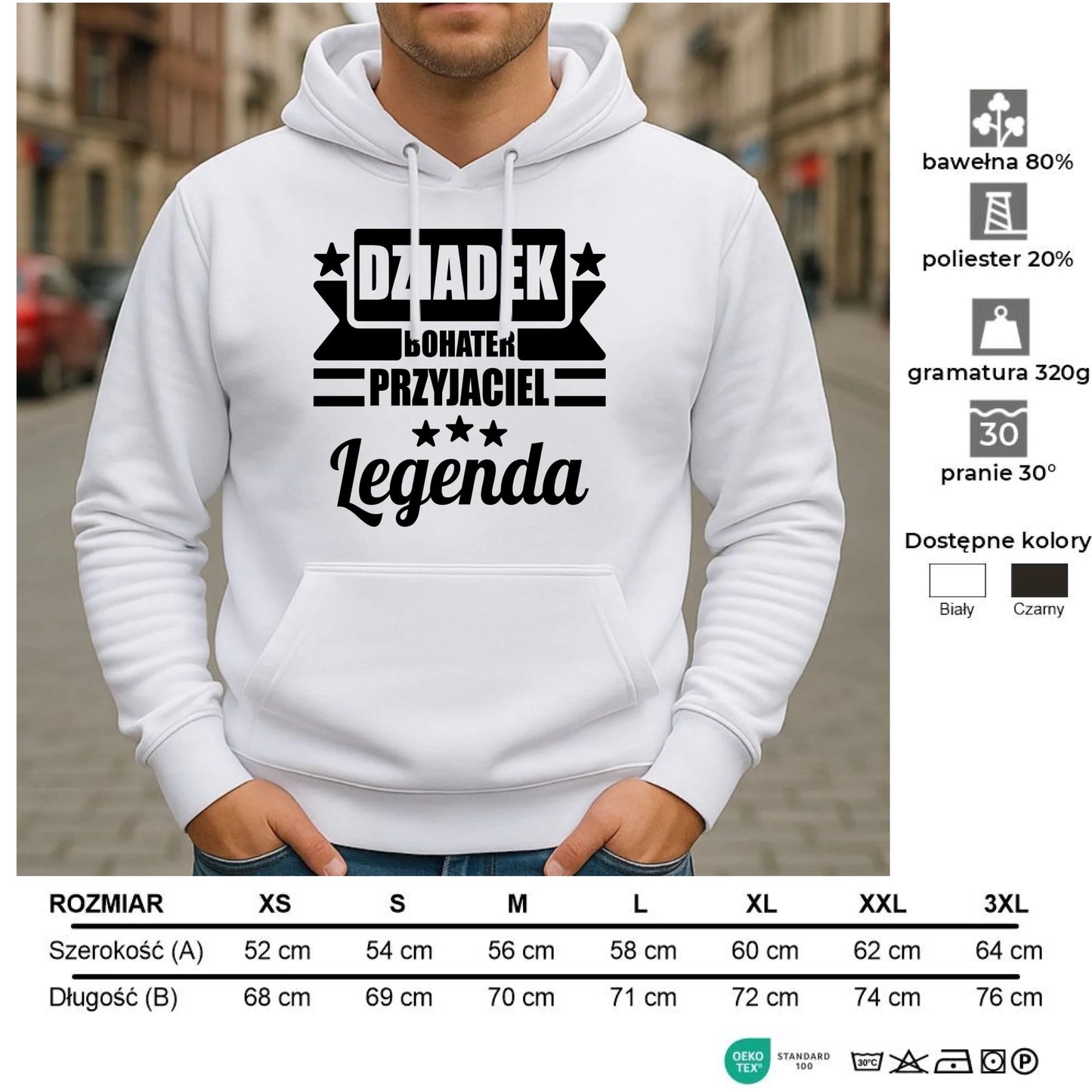 Bluza z kapturem dla dziadka - Bohater przyjaciel legenda D20 - StoryCups.pl