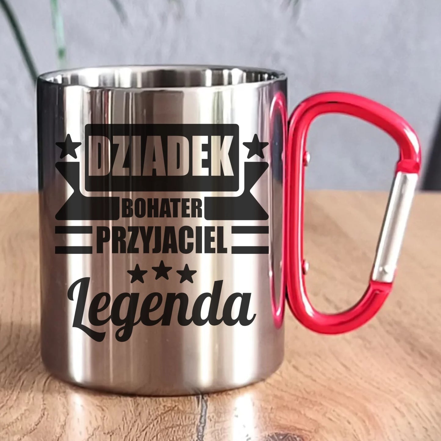 Kubek metalowy dla dziadka - Bohater przyjaciel legenda D20 - StoryCups.pl