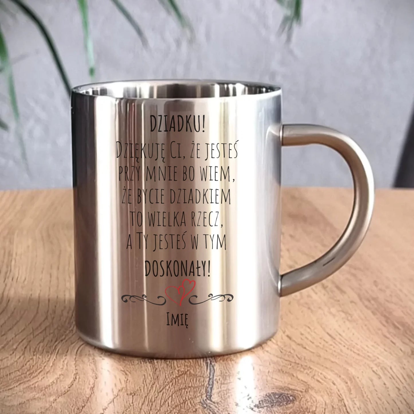 Kubek metalowy dla dziadka - Dziadku jesteś doskonały dedykacja - personalizowany D22 - StoryCups.pl